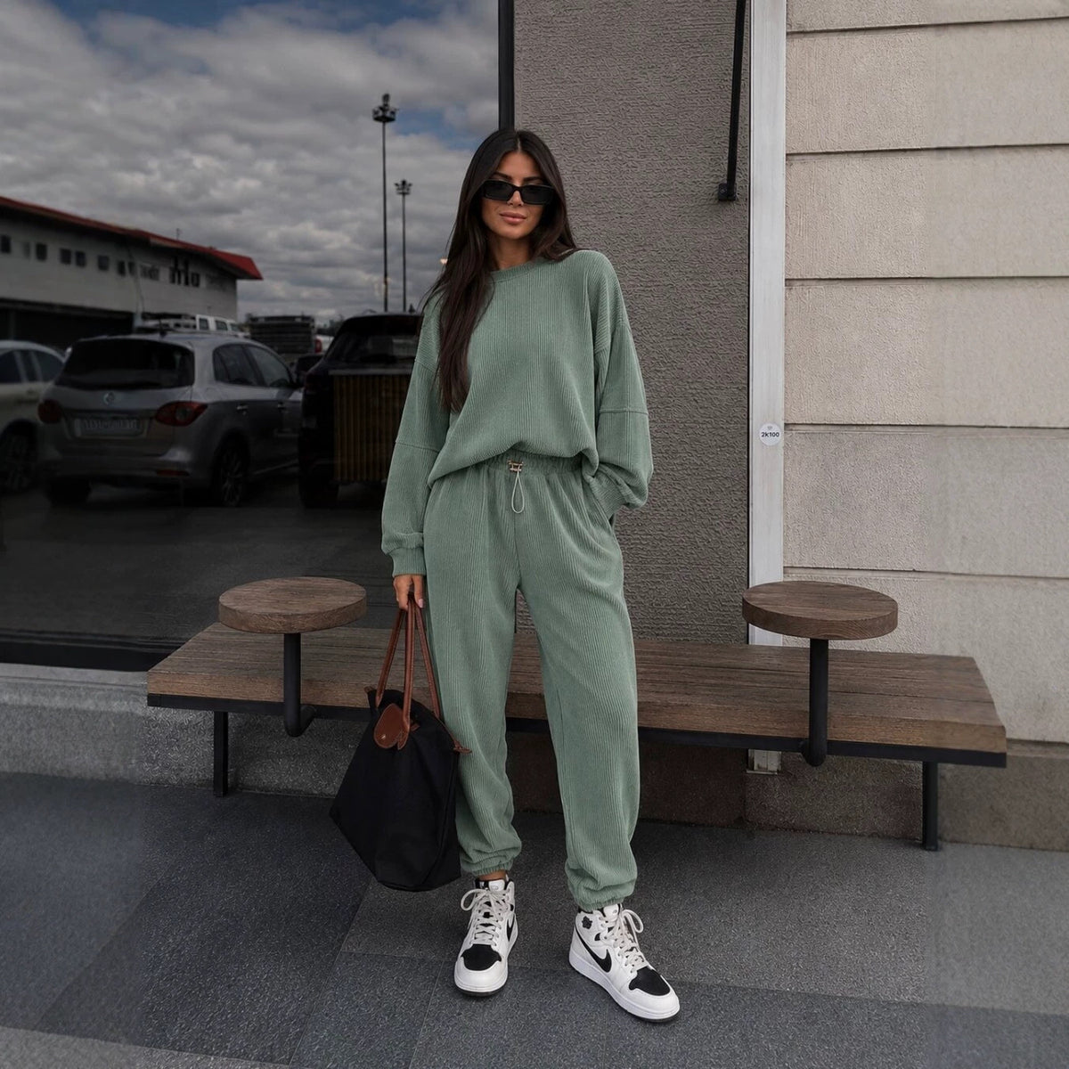 Women's Oversized 2 Piece Sweatshirt Jogger Set