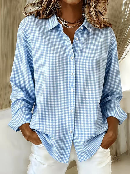 Women's Gingham Long Sleeve Button Down Shirt