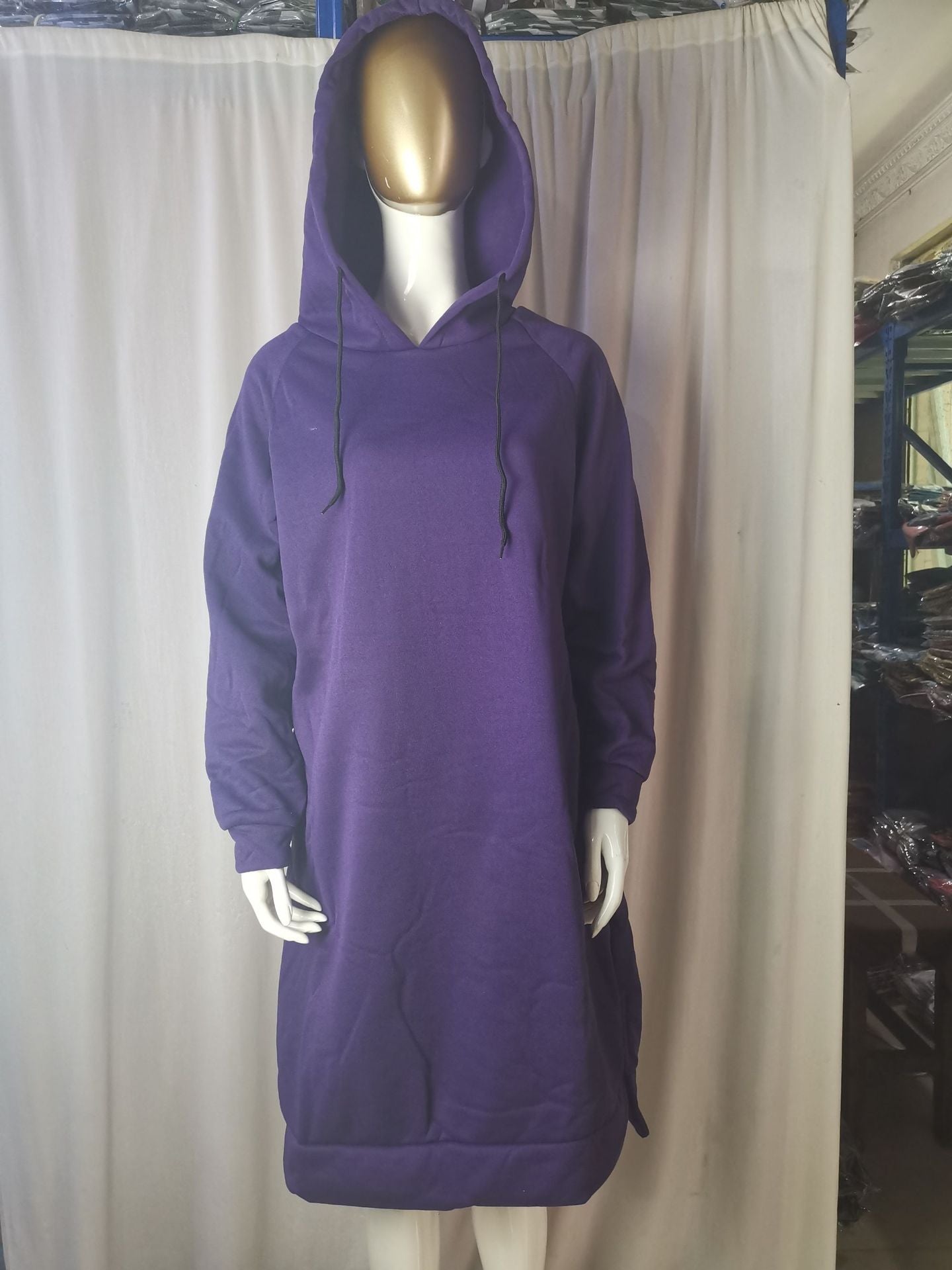 Women's Long Hoodie Dress Pocket Side Slit Sweatshirt