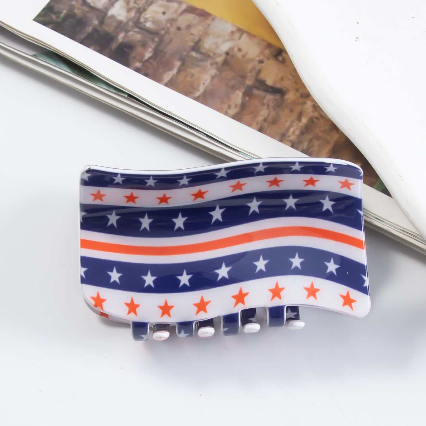 4th of July American Flag Hair Claw Clip USA