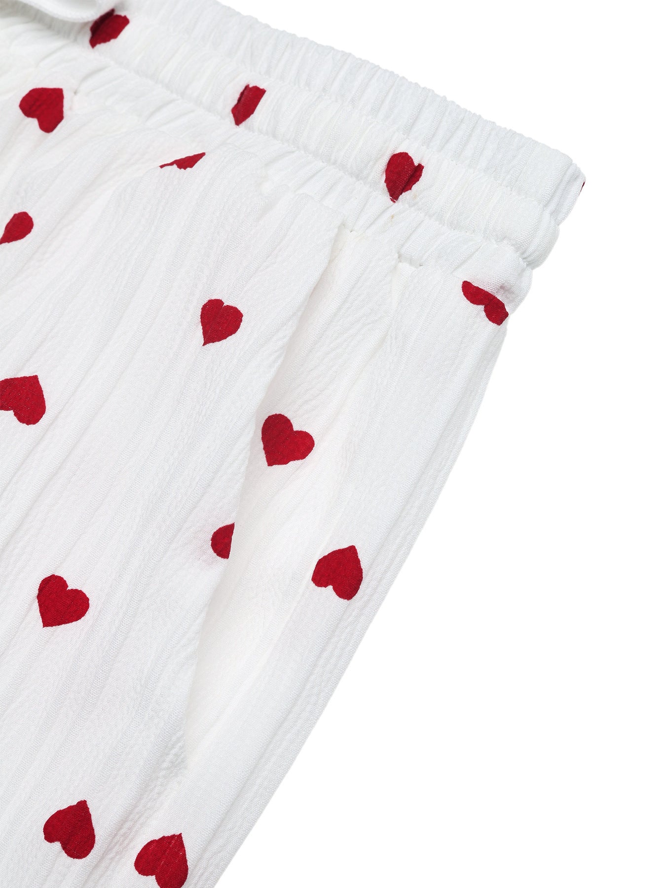 Heart Print Wide-Leg Pants Casual Summer Lounge Trousers