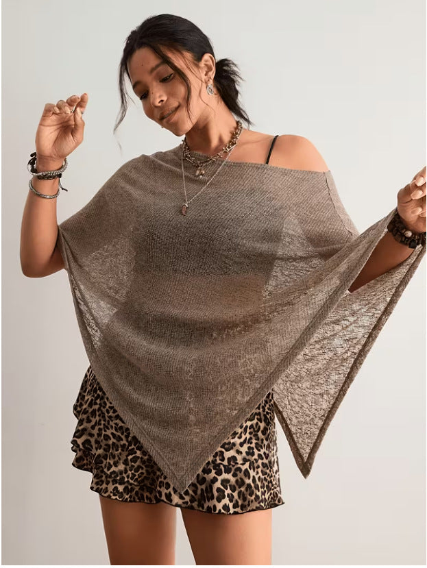 Women's Lightweight Boho Knit Shawl Wrap Summer Poncho