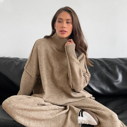 Women's Turtleneck Knit Sweater Set with Pants
