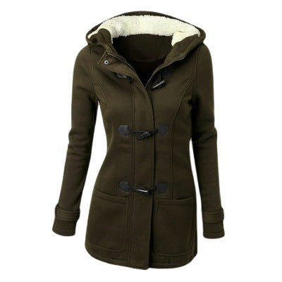 Women's Plus Size Hooded Toggle Coat Fleece Lined Jacket