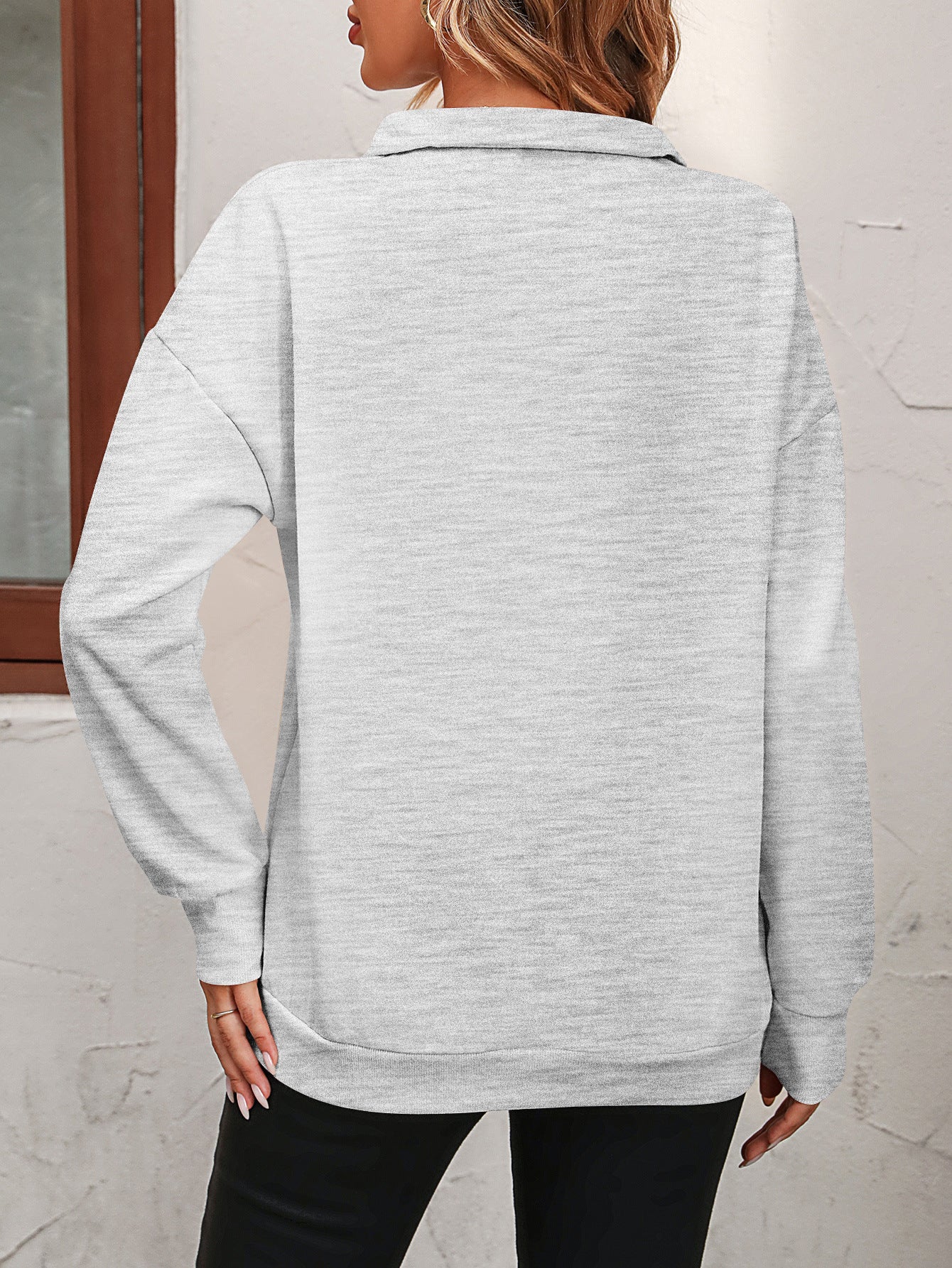 Customizable Half Zip Long Sleeve Casual Pullover Sweatshirt