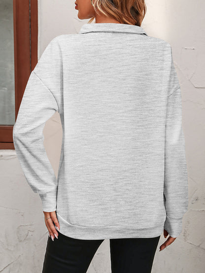 Customizable Half Zip Long Sleeve Casual Pullover Sweatshirt