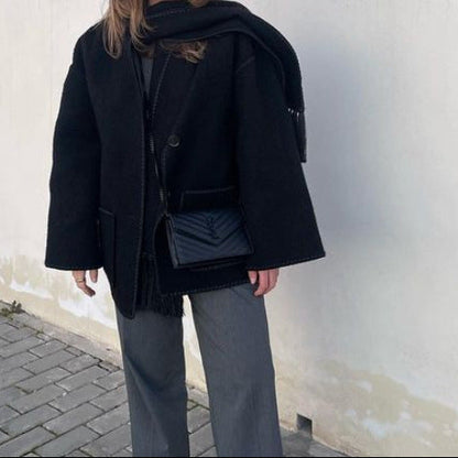 Women's Fringe Scarf Jacket Cropped Embroidered Coat