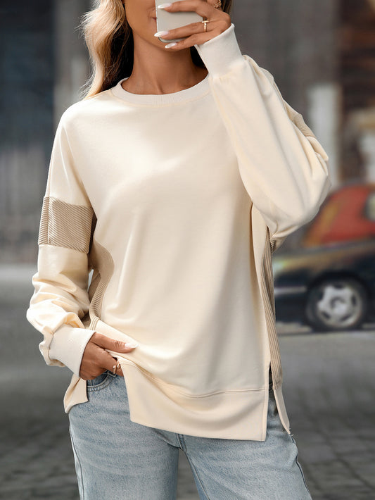2025 Fall/Winter Colorblock Crew Neck Sweatshirt – Loose Casual Pullover