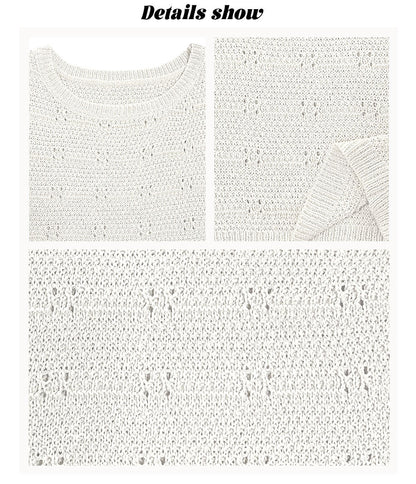 Crochet Knit Crop Tank and Biker Shorts Two Piece Set
