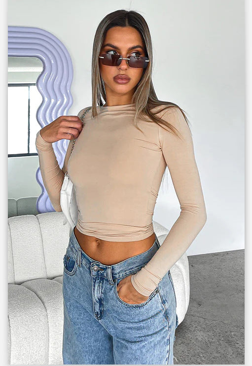 Women's Soft Fitted Long Sleeve Crew Neck Basic Tee