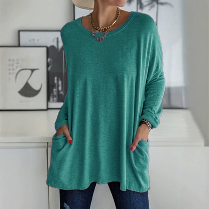 Women's Oversized Long Sleeve Pocket Tunic Top