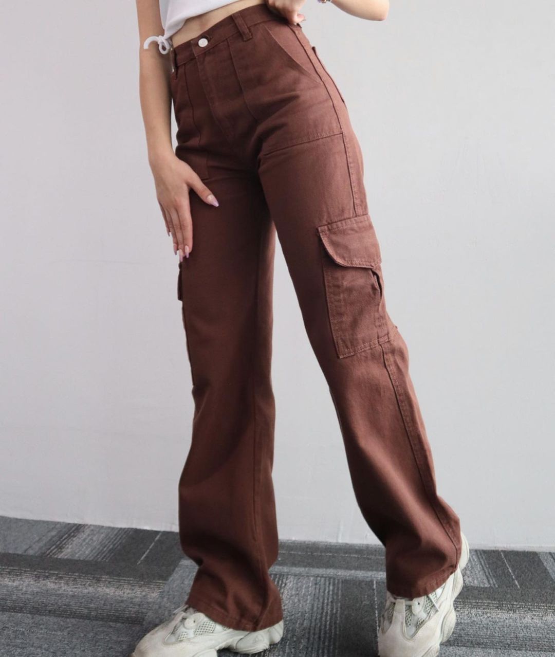 Women's Cotton Straight Leg Cargo Pants Casual