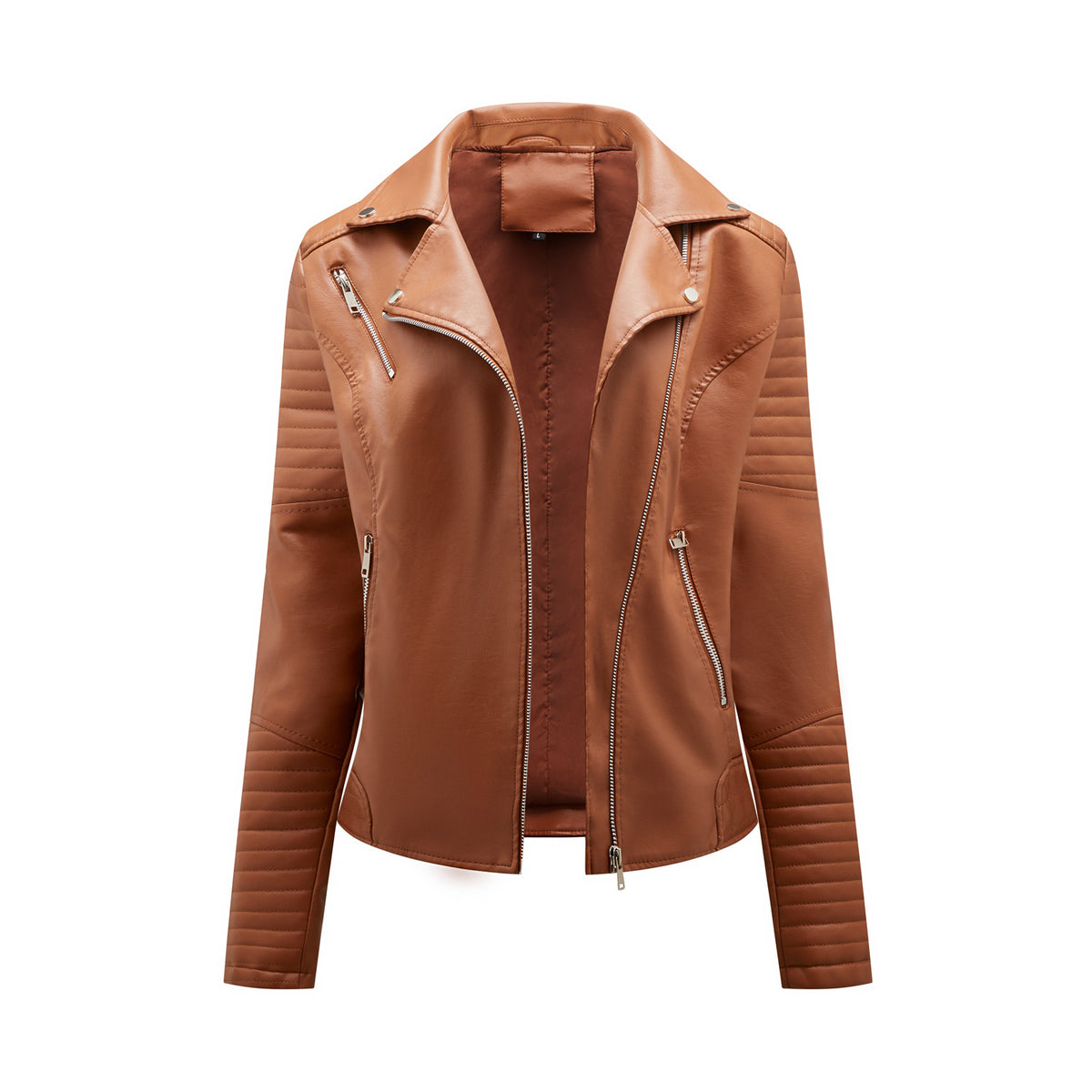 Women's Faux Leather Moto Jacket Asymmetrical Zip