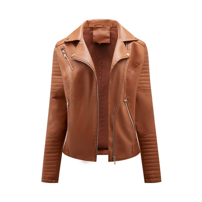 Women's Faux Leather Moto Jacket Asymmetrical Zip