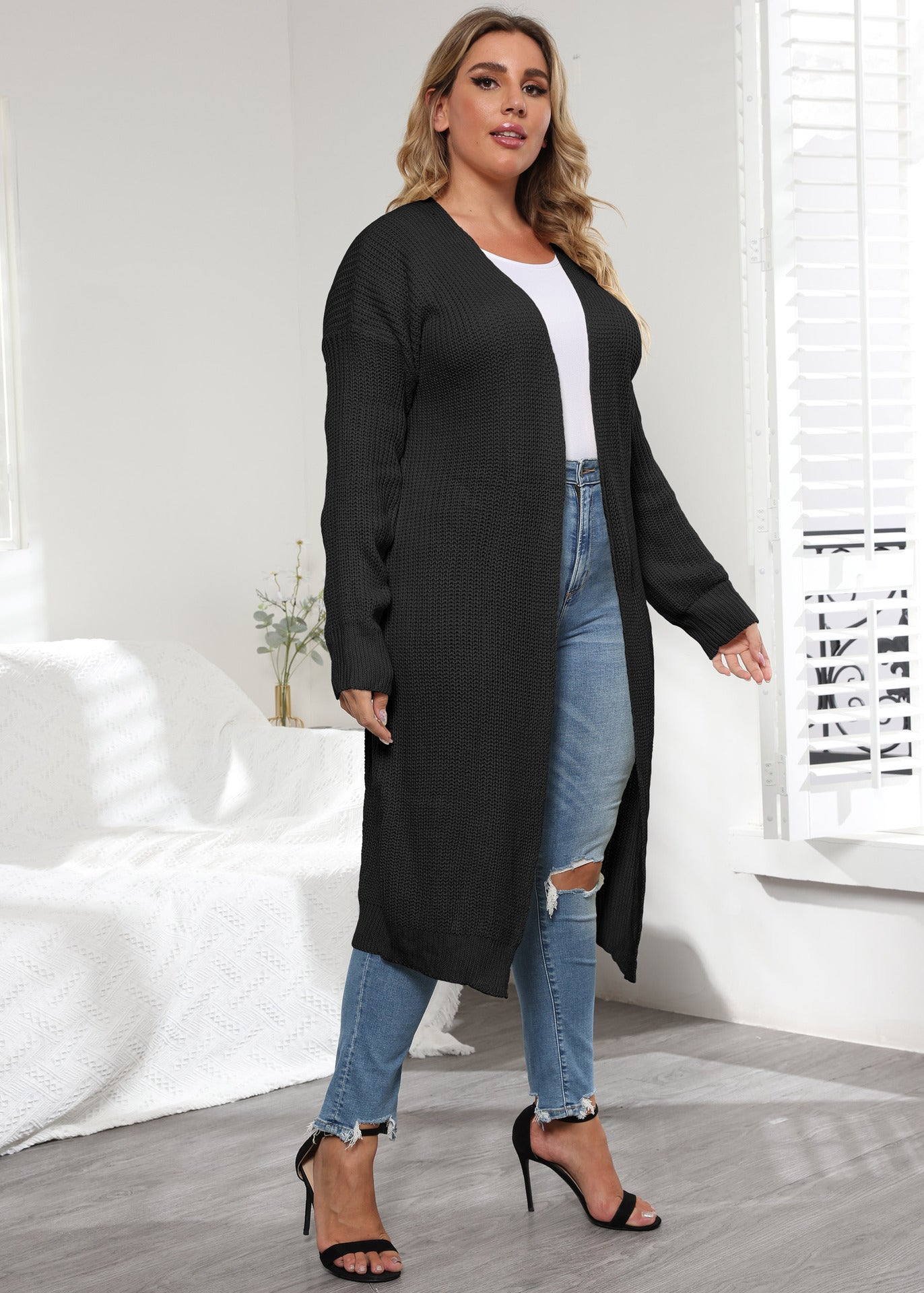 Women's Simple Fashion Medium and Long Sweater Cardigan