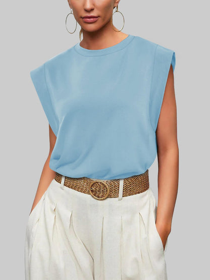 Casual Sleeveless Crew Neck Loose Tank Top