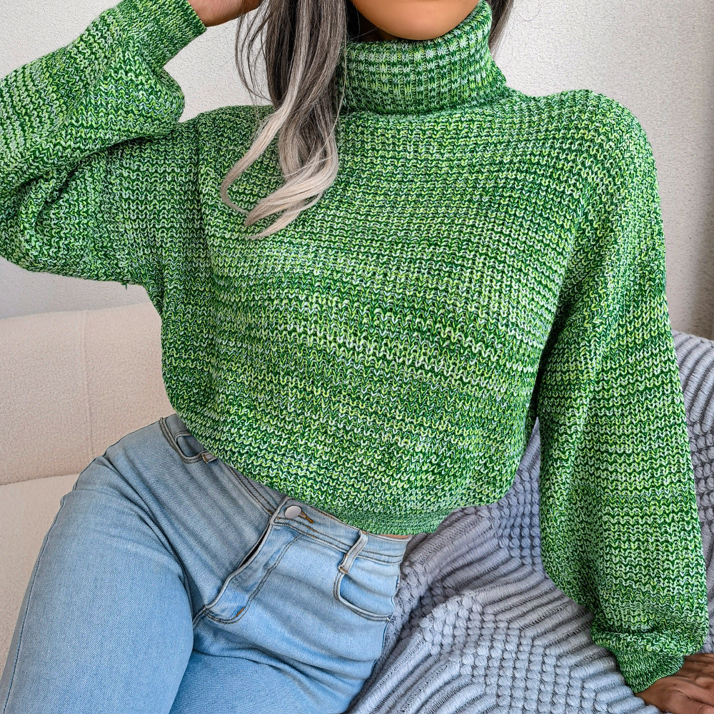 Oversized Chunky Knit Turtleneck Balloon Sleeve Sweater