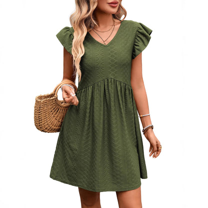 Floral Print V Neck Ruffle Sleeve Loose Blouse