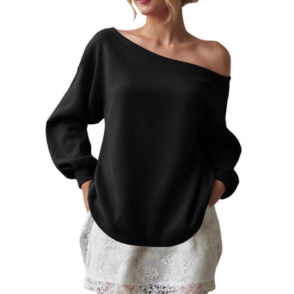 Women's Off Shoulder Sweatshirt Oversized Long Sleeve Top
