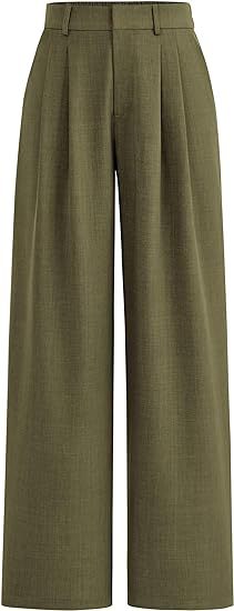 High Waist Wide Leg Trousers with Pockets