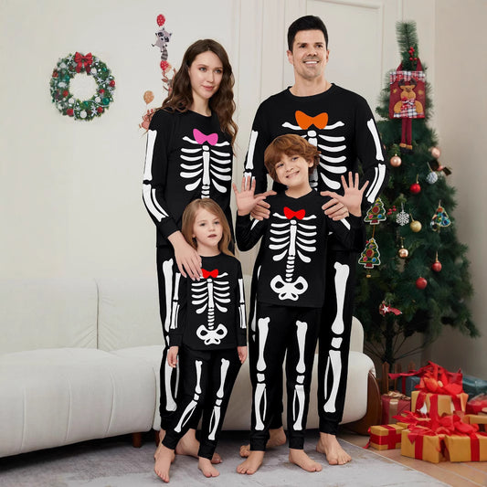 Skull Bow Halloween Parent-Child Dress Printed Pajamas