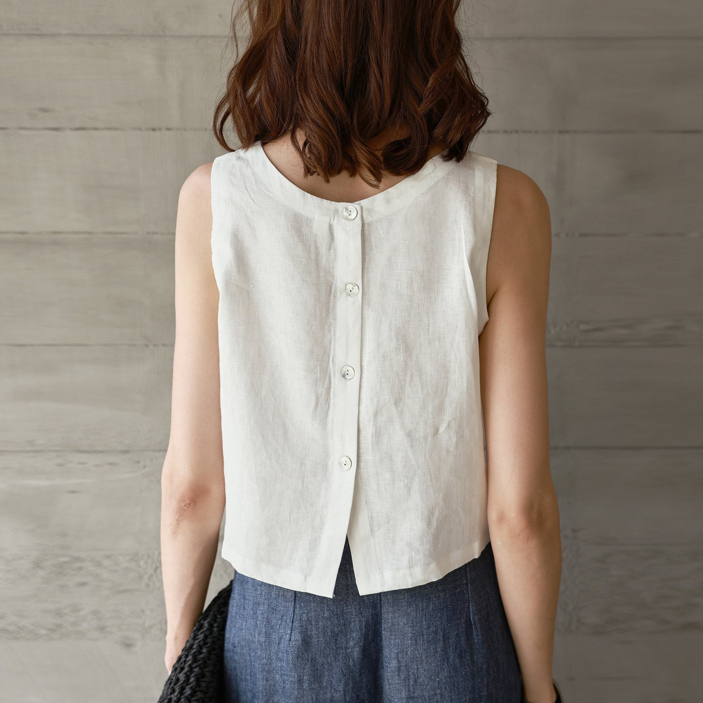 High-End Linen Vest Top Womens Reversible Sleeveless Casual