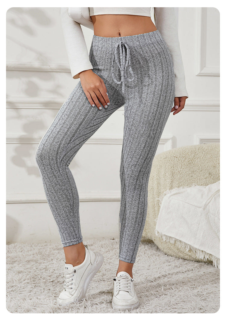 Women's Ribbed High Waisted Yoga Leggings Butt Lifting