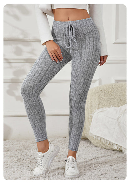 Women's Ribbed High Waisted Yoga Leggings Butt Lifting