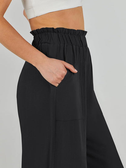 Women's High-Waisted Wide-Leg Linen Pants – Casual Summer Beach Trousers