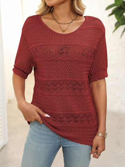Cross-Border Sexy Hollow Knit Crochet Top