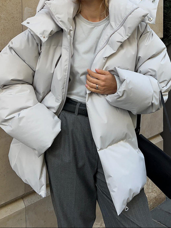 Women's Oversized Cropped Puffer Jacket Thick Winter Coat