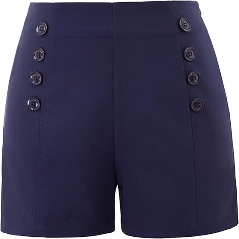 Women's High-Waisted Button Shorts – Elegant Slim Fit Summer Shorts