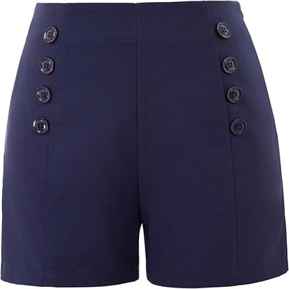 Women's High-Waisted Button Shorts – Elegant Slim Fit Summer Shorts