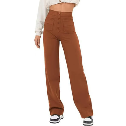 Women's High Waisted Straight Leg Pants with Pockets