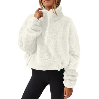 Women's Sherpa Half Zip Fleece Pullover Sweatshirt