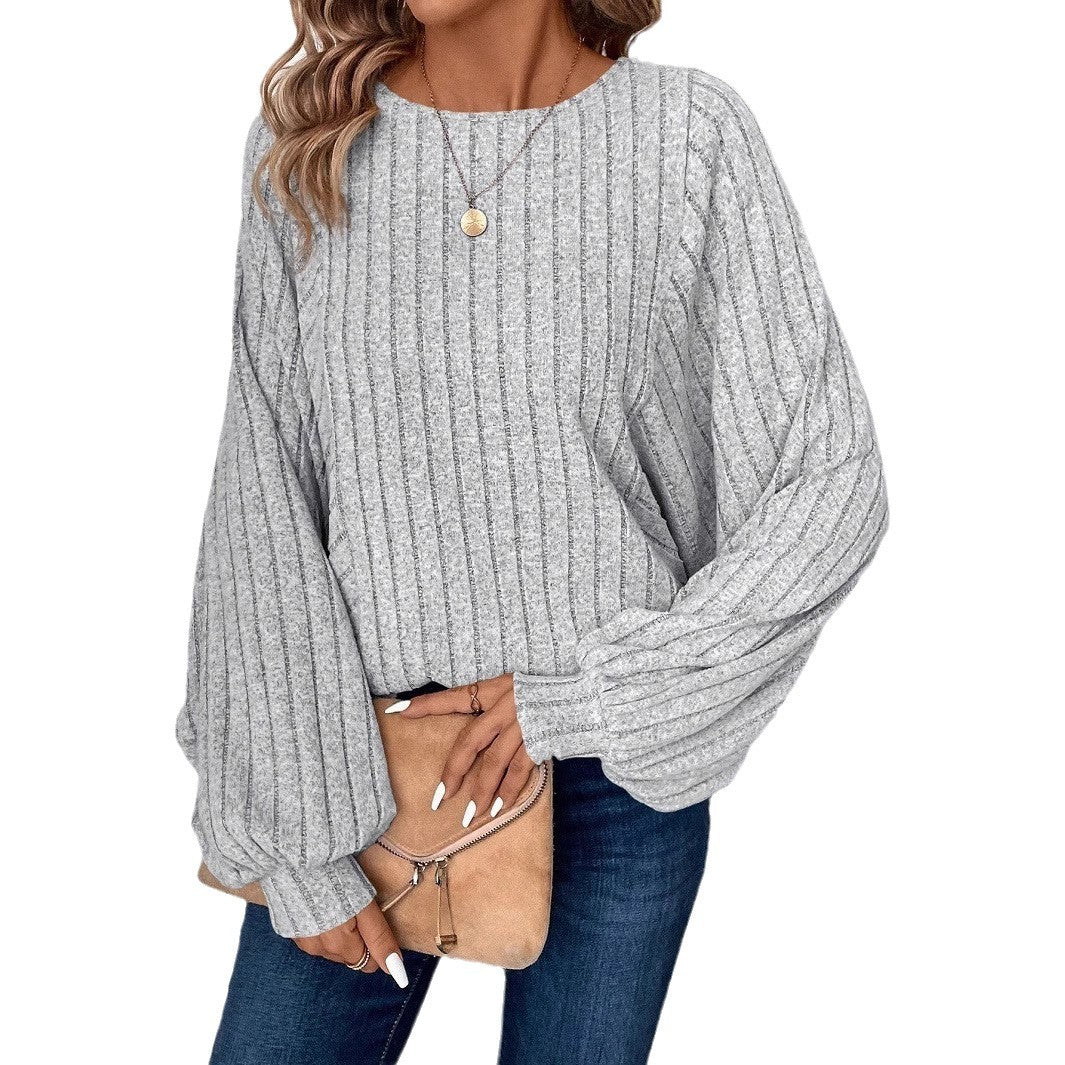 Oversized Ribbed Crew Neck Batwing Sweater