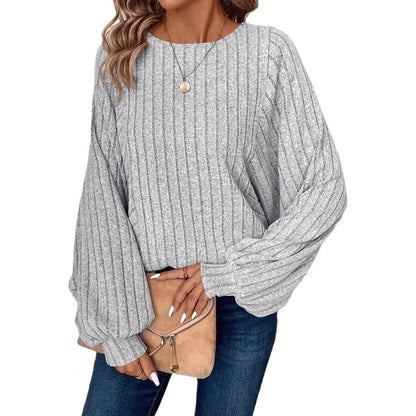 Oversized Ribbed Crew Neck Batwing Sweater