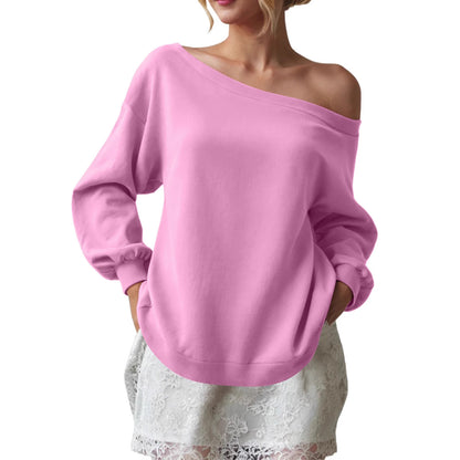Women's Off Shoulder Sweatshirt Oversized Long Sleeve Top