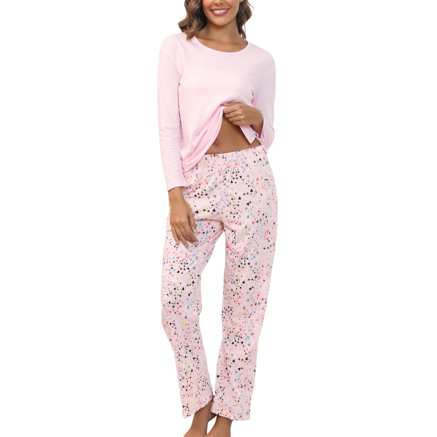 Women's Soft 2 Piece Pajama Set Long Sleeve Printed Pants