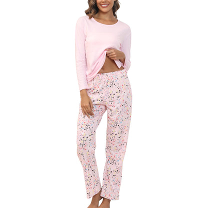 Women's Soft 2 Piece Pajama Set Long Sleeve Printed Pants