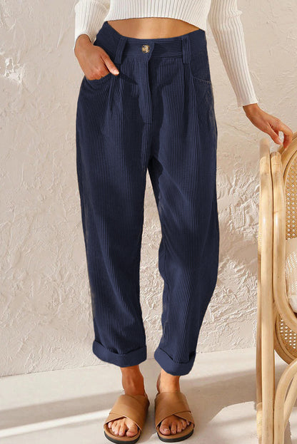 Women's Corduroy High Waisted Straight Leg Pants