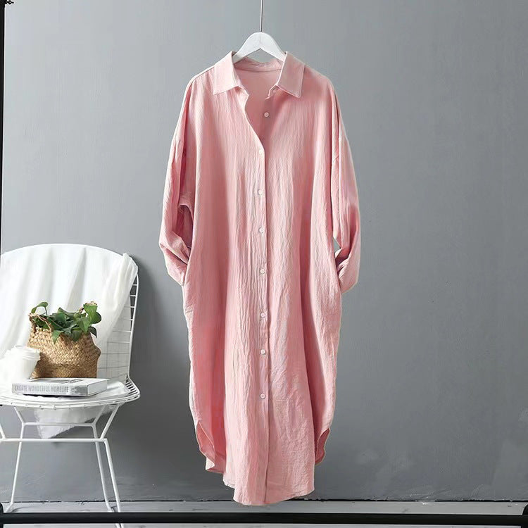Women's Oversized Cotton Linen Button Down Tunic