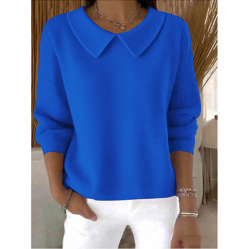 Women's Peter Pan Collar Long Sleeve Loose Casual Pullover