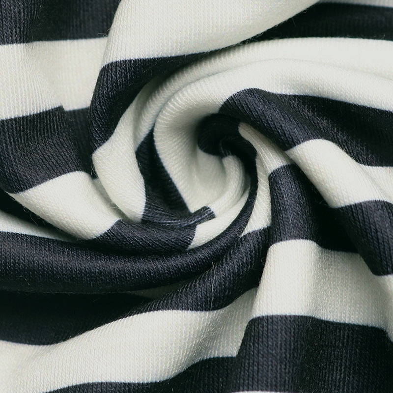 Striped Bow Sweatshirt Crew Neck Oversized Pullover