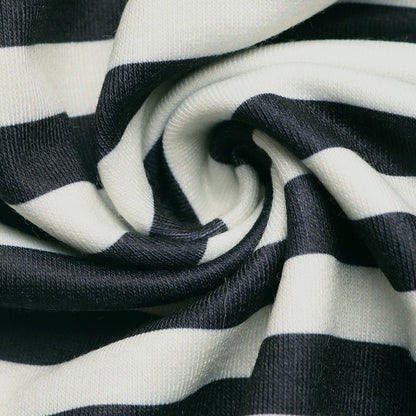 Striped Bow Sweatshirt Crew Neck Oversized Pullover