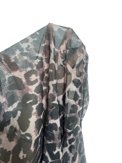 Sexy Off Shoulder Leopard Mesh Bell Sleeve Crop Top