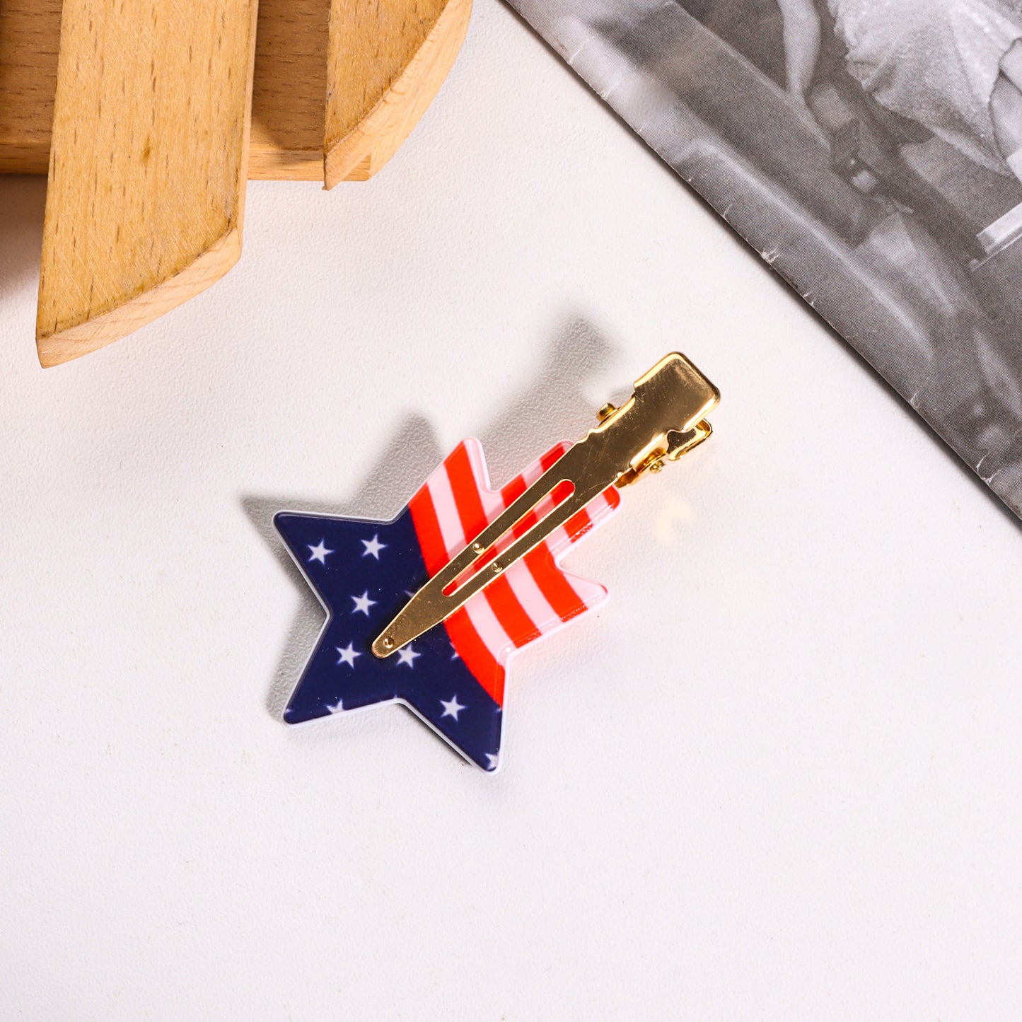 4th of July Star Hair Claw Clip Alligator Patriotic USA
