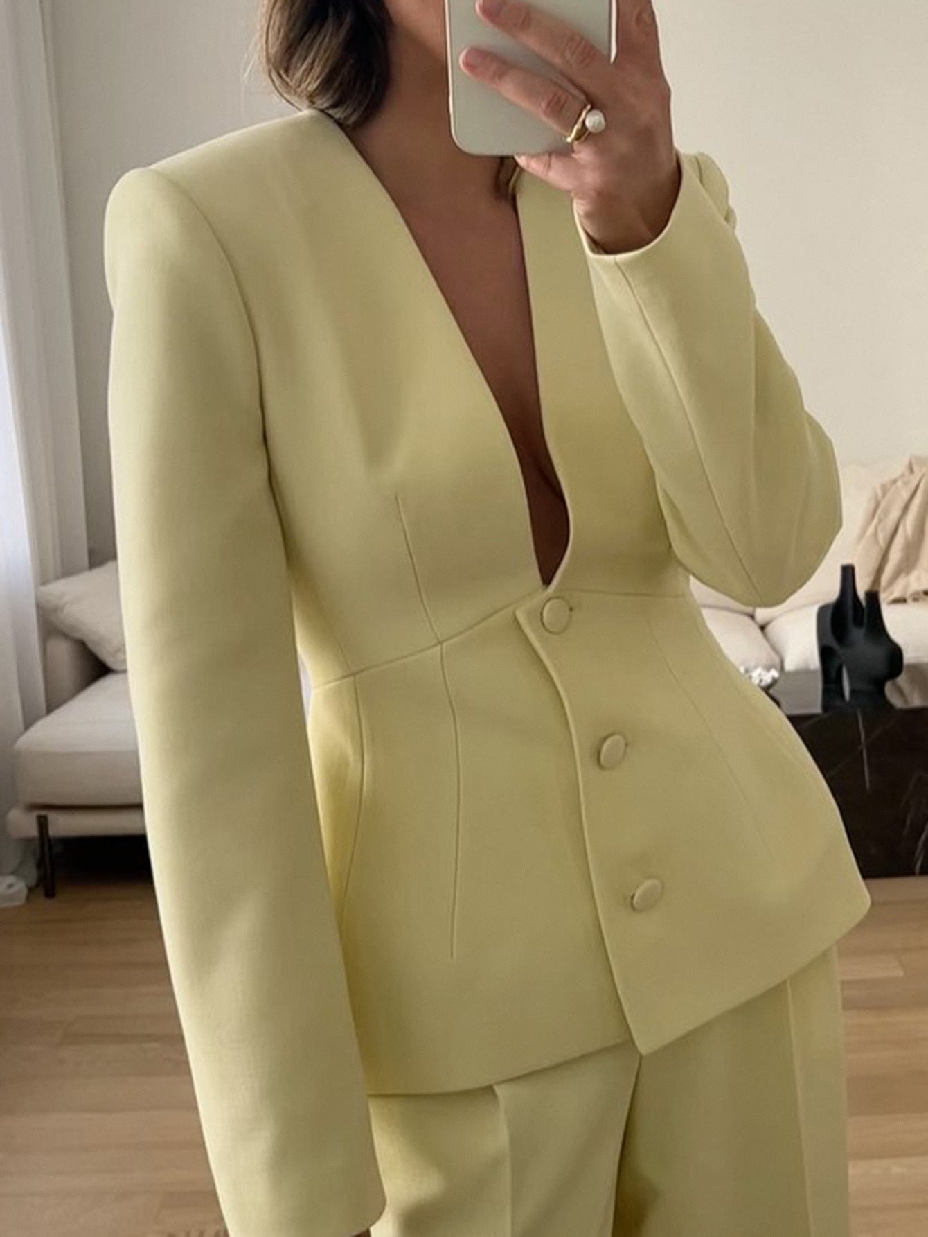 2025 Women's Elegant V Neck Long Sleeve Blazer Jacket