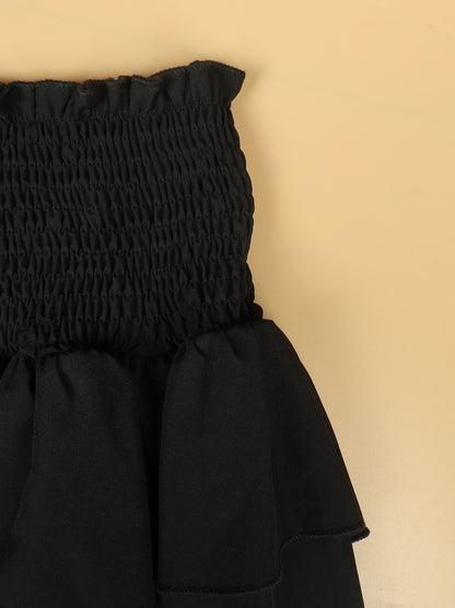 High Waisted Ruffle Tiered Mini Skirt with Drawstring