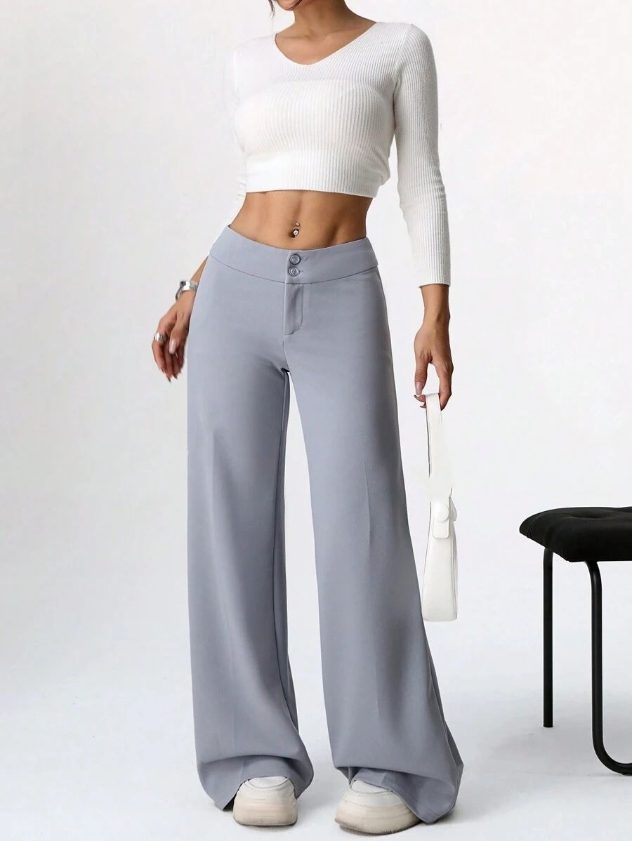 Black High Waist Wide Leg Palazzo Pants for Women